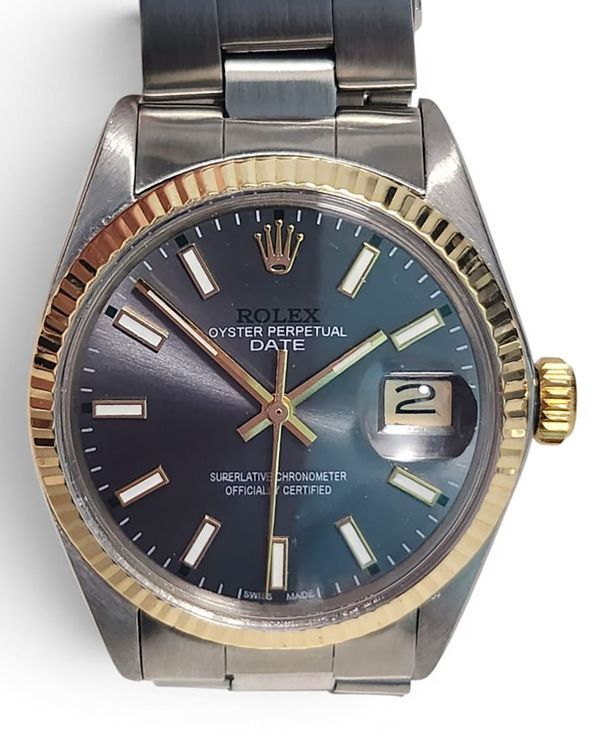 Rolex Oyster Perpetual Date 34MM Aftermarket Slate Dial Oyster Bracelet (1505)