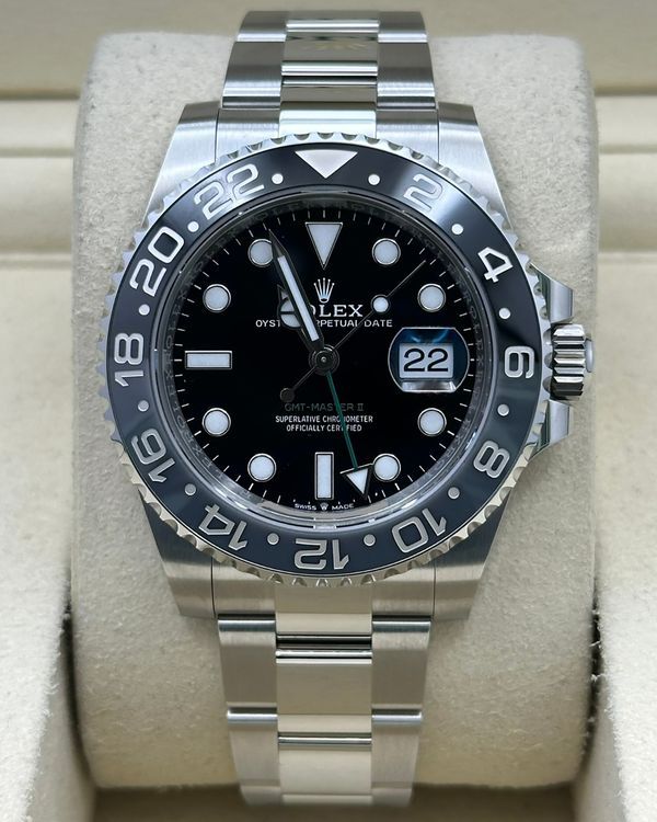 2025 Rolex GMT-Master II "Bruce Wayne" 40MM Black Dial Oyster Bracelet (126710GRNR)
