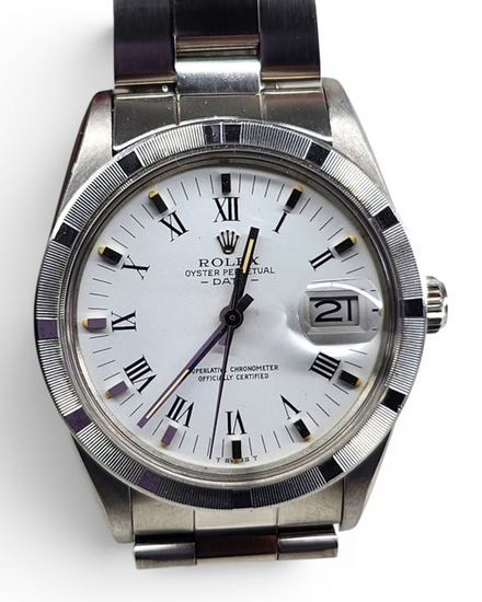 Rolex Oyster Perpetual Date "Thunderbird" 34MM White Dial Oyster Bracelet (15010)