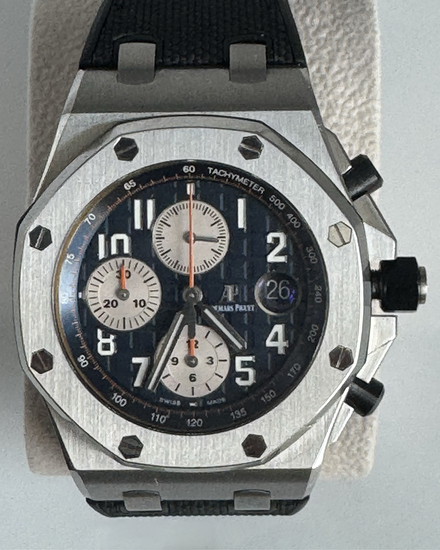 No Reserve - 2014 Audemars Piguet Royal Oak Offshore 42MM Blue Dial Aftermarket Rubber Strap (26470ST.OO.A027CA.01)