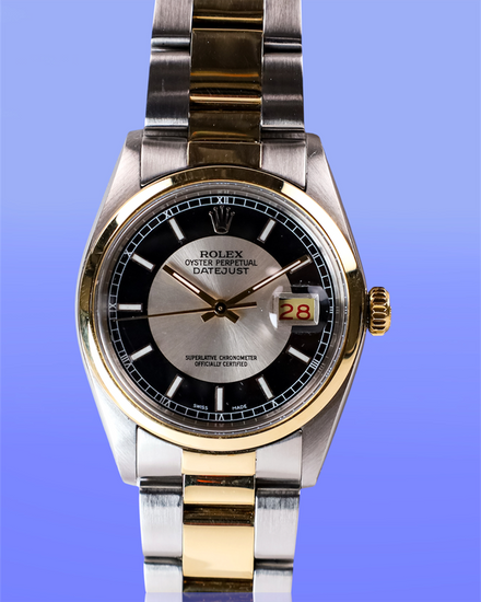 No Reserve - 1978 (5.2 Mill. Serial) Rolex Datejust 36MM Silver "Tuxedo" Dial Two-Tone Oyster Bracelet (16003)