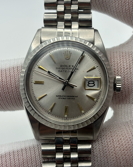 No Reserve - 1985 Rolex Datejust 36MM Silver "Pie Pan" Dial Jubilee Bracelet (1603)