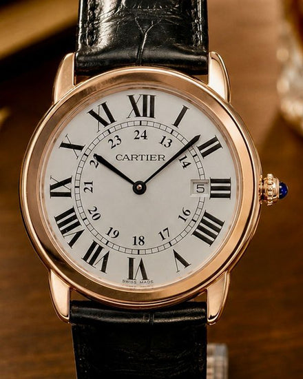 No Reserve - 2016 Cartier Ronde De Cartier 36MM Quartz Silver Dial Leather Strap (W6701008)