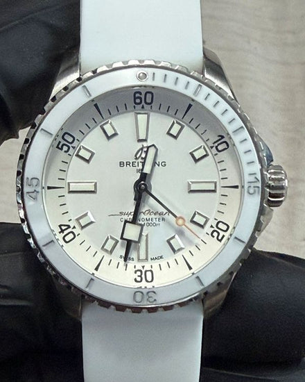 2020 Breitling Superocean 36MM White Dial Aftermarket Rubber Strap (A17377)