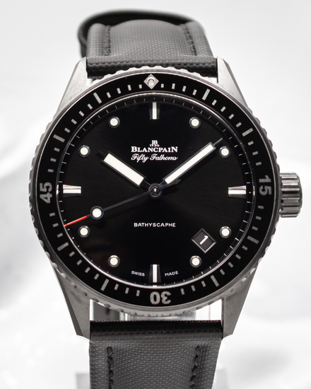No Reserve - 2022 Blancpain Fifty Fathoms Bathyscaphe 43.6MM Black Dial Textile Strap (5000-0130-B52A)