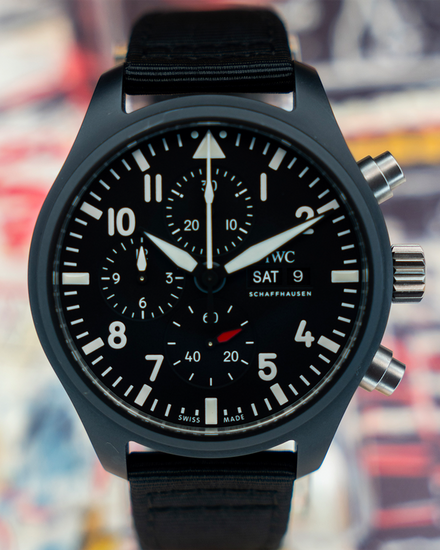 2024 IWC Schaffhausen Pilot Chronograph "Top Gun" 44.5MM Black Dial Textile Strap (IW389101)