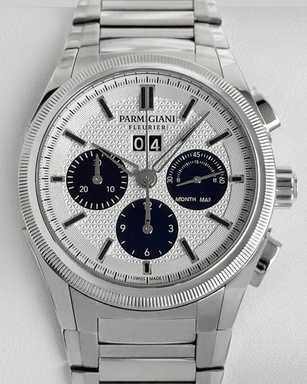 2022 Parmigiani Fleurier Tonda Tondagraph GT "Panda" 42MM Silver Dial Steel Bracelet (PFC906-0000140-B00182)