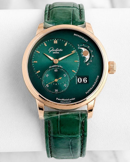 2026 Glashütte Original PanoMaticLunar 40MM Green Dial Leather Strap (1-90-02-23-35-30)