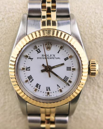 1986 Rolex Oyster Perpetual 24MM Black Dial Two-Tone Jubilee Bracelet (67193)