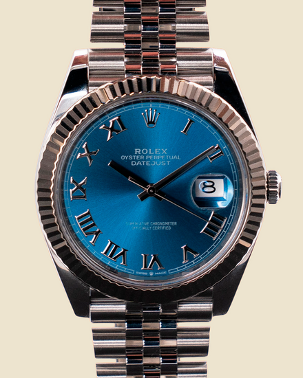 2022 Rolex Datejust 41MM Blue "Bright Roman" Dial Jubilee Bracelet (126334)