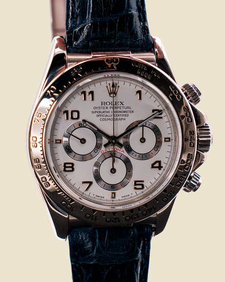 Rolex Cosmograph Daytona "Zenith" 40MM White Dial Aftermarket Leather Strap (16519)