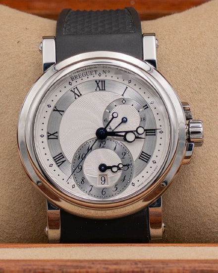 2021 Breguet Marine GMT 42MM Silver Dial Rubber Strap  (5857ST/12/5ZU)