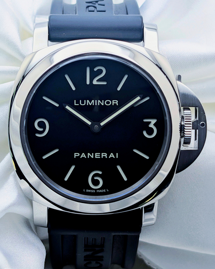 No Reserve - 2014 Panerai Luminor Base 44MM Black Dial Rubber Strap (PAM00112)