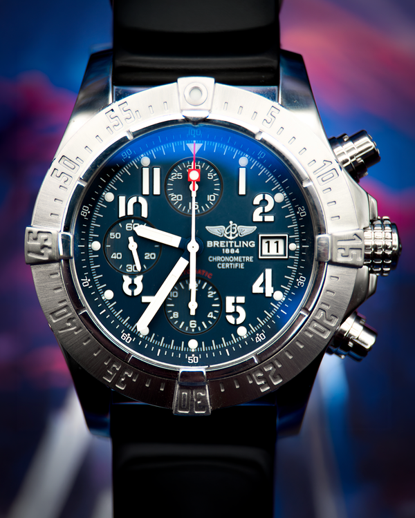 No Reserve - 2011 Breitling Avenger "Skyland" 45MM Blue Dial Rubber Strap (A13380)
