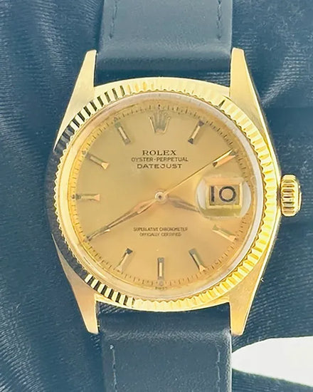 1963 Rolex Datejust 36MM Champagne Dial Aftermarket Leather Strap (1601)