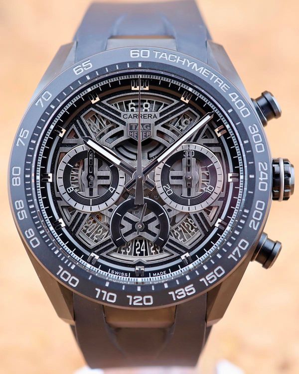 (Working) No Reserve - 2024 Tag Heuer Carrera Chronograph Extreme Sport 44MM Skeleton Dial Rubber Strap (CBU2080.FT6272)