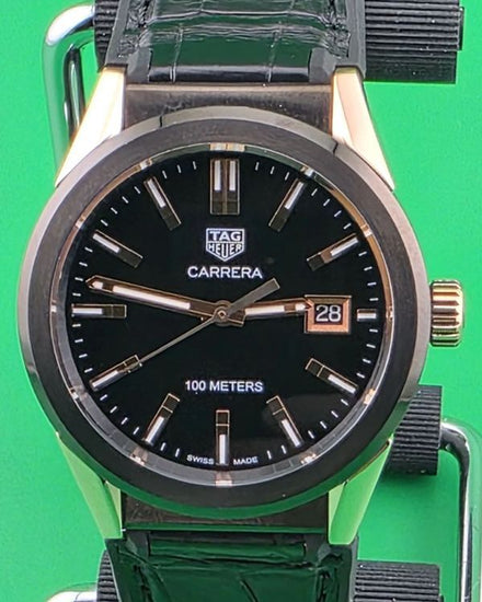 Tag Heuer Carrera 36MM Quartz Black Dial Leather Strap (WBG1350.FC6418)