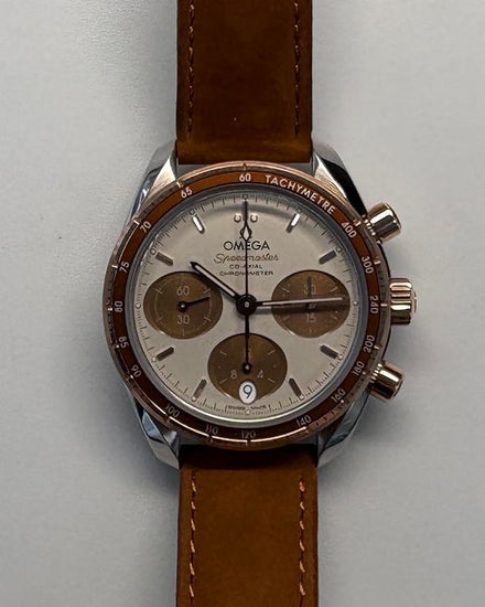 No Reserve - 2022 Omega Speedmaster 38MM Brown Dial Leather Strap (324.23.38.50.02.002)