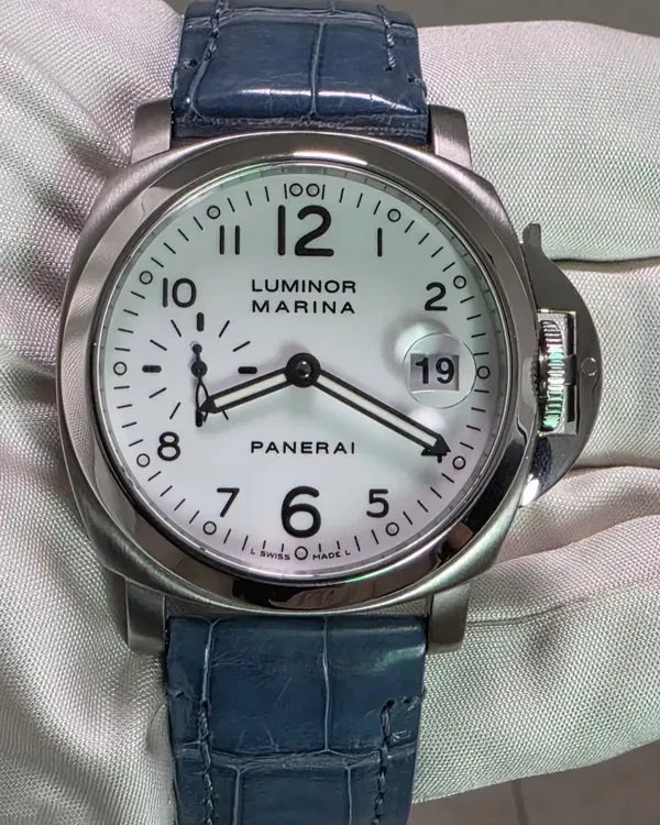 2003 Panerai Luminor Marina 40MM White Dial Leather Strap (PAM00049)
