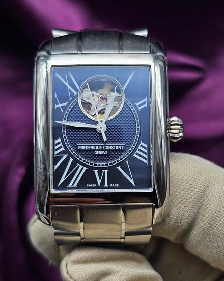 No Reserve - Frederique Constant Classics Carrée "Japan" Edition 33.3MM Blue Dial Steel Bracelet (FC-310MN4S36B)