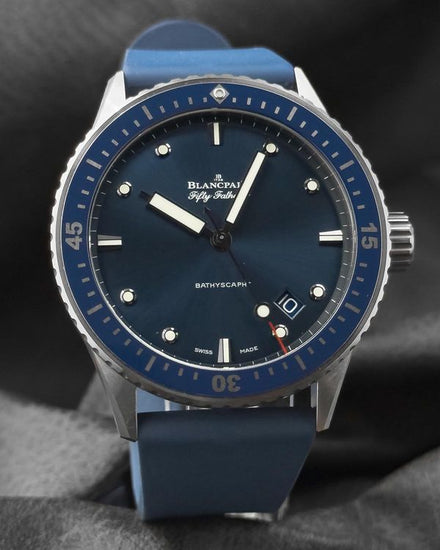 2023 Blancpain Fifty Fathoms Bathyscape 43.6MM Blue Dial Rubber Strap (5000-0240-052A)