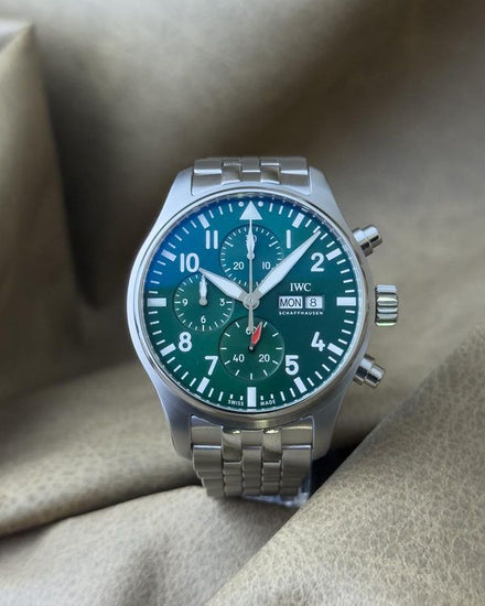 2023 IWC Schaffhausen Pilot Chronograph 43MM Green Dial Steel Bracelet (IW378006)