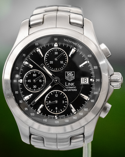 No Reserve - 2007 Tag Heuer Link Calibre 16 42MM Black Dial Steel Bracelet (CJF2110)