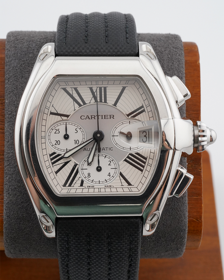 No Reserve - Cartier Roadster XL 43MM Silver Dial Textile Strap (W62019X6)