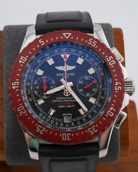 No Reserve - Breitling Skyracer 44MM Black Dial Rubber Strap (A27363)