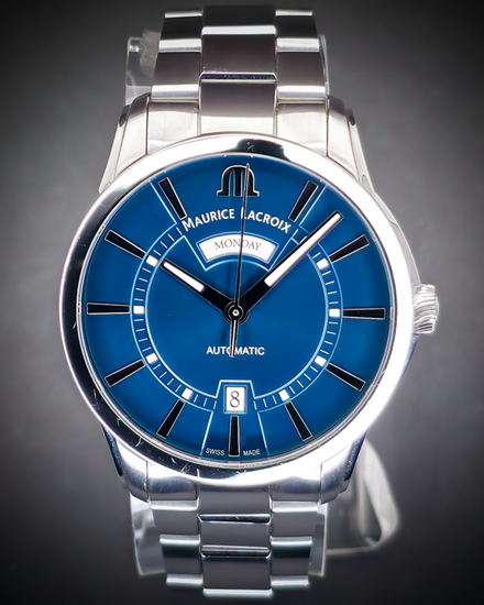 No Reserve - Maurice Lacroix Pontos Day-Date 41MM Blue Dial Steel Bracelet (PT6358-SS002-430)