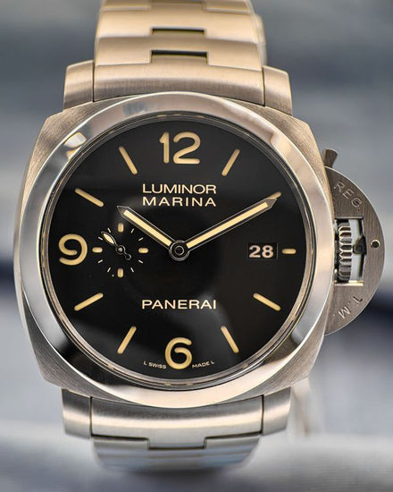 No Reserve - 2013 Panerai Luminor Marina 1950 3 Days 44MM Black Dial Steel Bracelet (PAM00328)