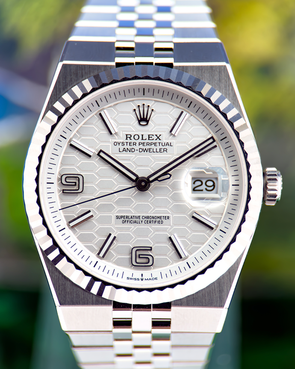 2026 Rolex Land-Dweller 40MM White "Honeycomb" Dial Flat Jubilee Bracelet (127334)