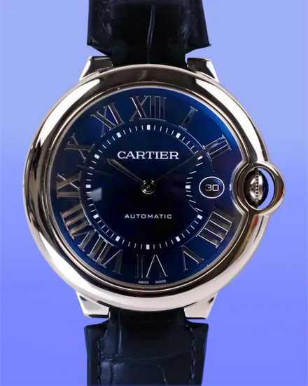 No Reserve - 2023 Cartier Ballon Bleu 42MM Blue Dial Leather Strap (WSBB0027)