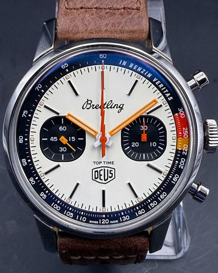 2021 Breitling Top Time "Deus" L.E. 41MM White Dial Leather Strap (A233101A1A1X1)