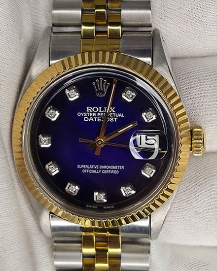 Rolex Datejust 36MM Aftermarket Blue Dial Aftermarket Two-Tone Jubilee Bracelet (1601)
