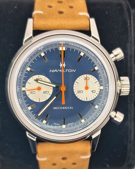 2026 Hamilton Intra-matic Chronograph 40MM Blue Dial Leather Strap (H38429541)