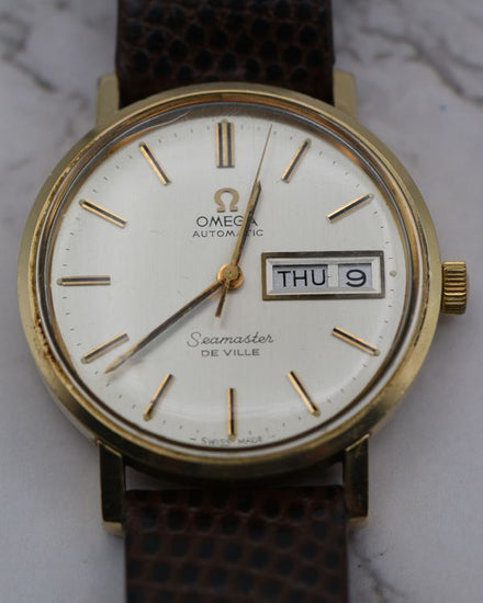 No Reserve - Omega Seamaster DeVille 34.5MM Silver Dial Aftermarket Leather Strap (C6864)