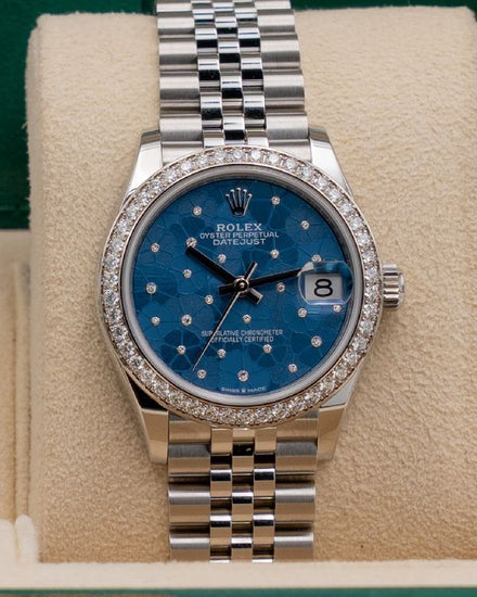 2024 Rolex Datejust 31MM Blue "Floral Motif" Dial Jubilee Bracelet (278384RBR)