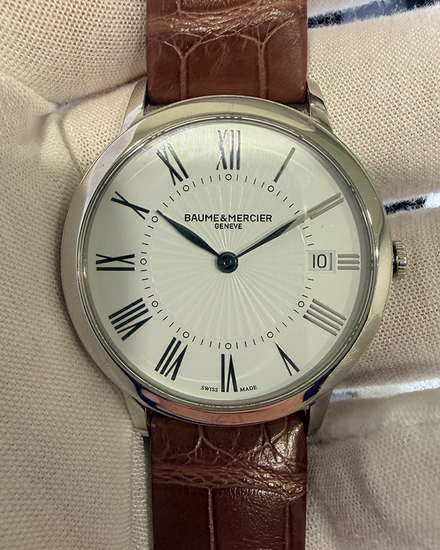 Baume & Mercier Classima 36.5MM Quartz Silver Dial Leather Strap (MOA10224)