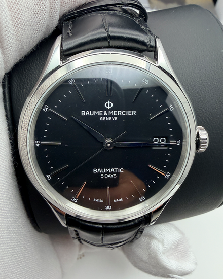 Baume & Mercier Clifton Date 40MM Black Dial Leather Strap (M0A10399)