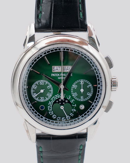 2023 Patek Philippe Grand Complications Chronograph Perpetual Calendar 41MM Green Dial Leather Strap (5270P-014)