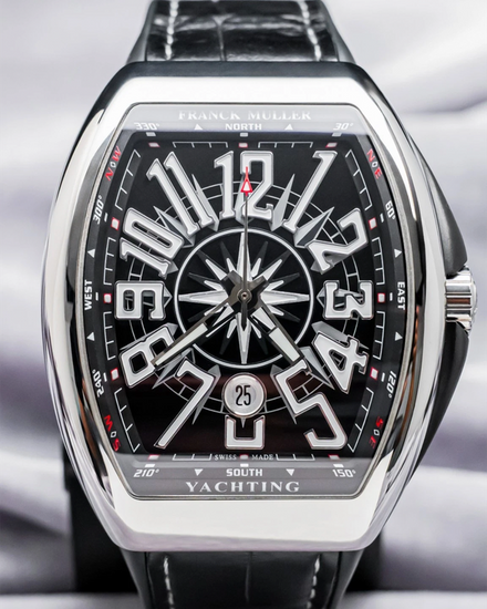 Franck Muller  Vanguard Yachting  45MM Black Dial Leather Strap (V 45 SC DT YACHTING AC NR)