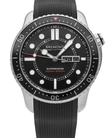 Bremont Supermarine 45MM Black Dial Rubber Strap (S2000-BK-S)