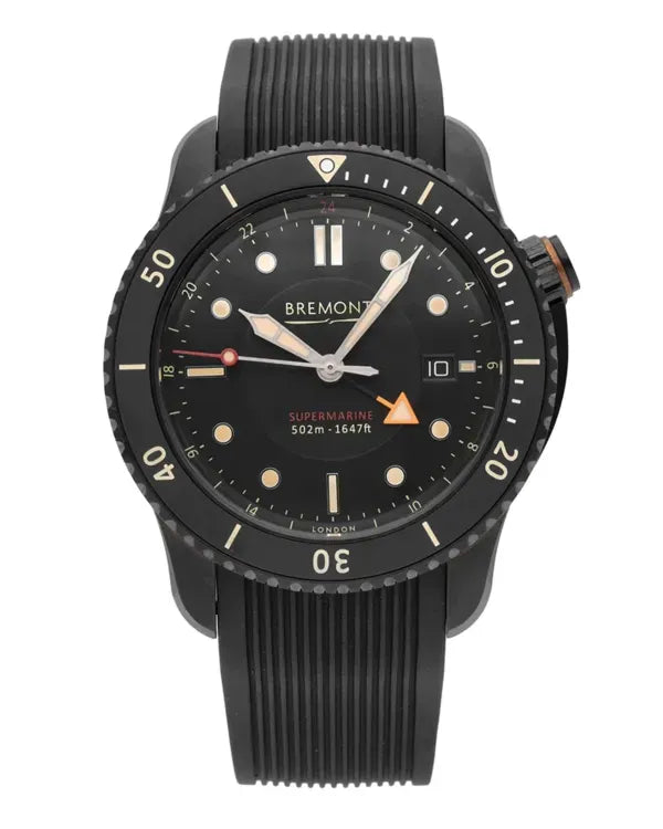 Bremont Supermarine S502 Jet 43MM Black Dial Rubber Strap (S502-JET-R-S)