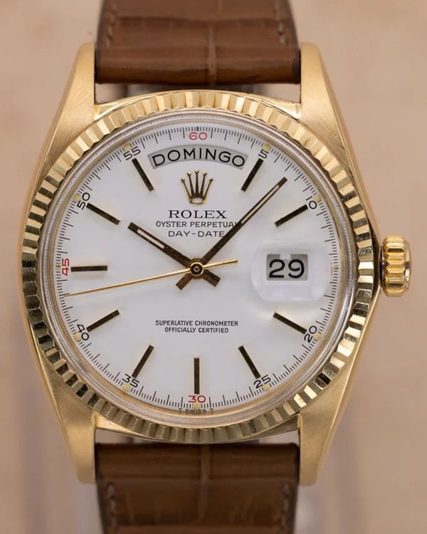 1972 (3 Mil. Serial) Rolex Day-Date Spanish Date 36MM Silver Dial Leather Strap (1803)