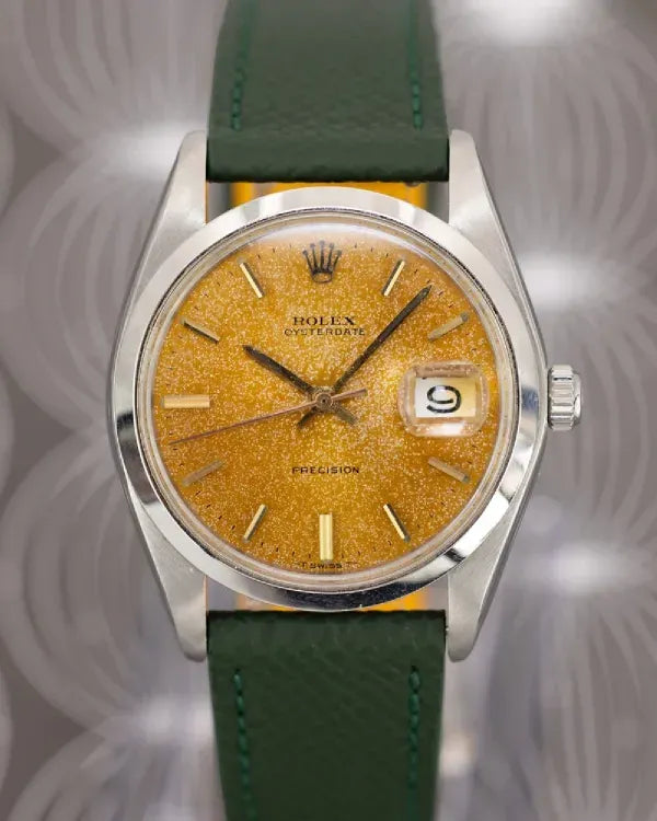 (Working) 1978 Rolex Oyster Precision Date 34MM Tropical Dial Aftermarket Leather Strap (6694)