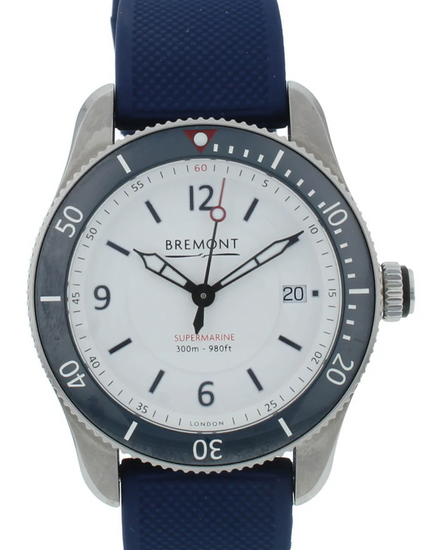 Bremont Supermarine 40MM White Dial Aftermarket Rubber Strap (S300-WH-R-S)