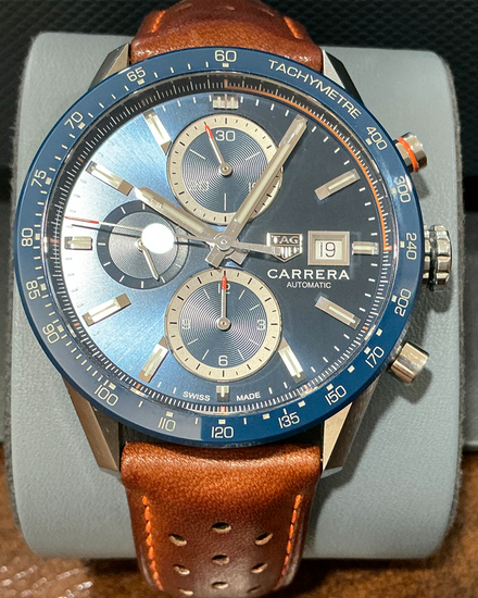 Tag Heuer Carrera Calibre 16 41MM Blue Dial Leather Strap (CBM2112.FC6455)