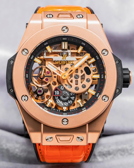 Hublot Big Bang Meca-10 King Gold 45MM Skeleton Dial Leather Strap (414.OI.1123.RX)