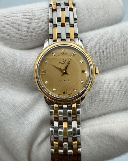 Omega De Ville Prestige 27.4MM Quartz Champagne Dial Two-Tone Bracelet (424.20.27.60.58.001)